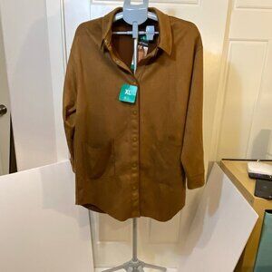 Well Worn Faux Suede Button Shacket Brown XL – NWT